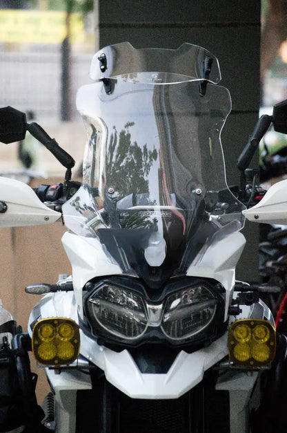 ER 760 windshield extender front view on motorcycle
