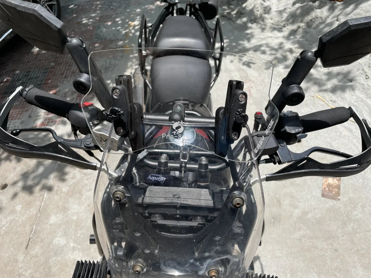 ER 770 windshield extender on Yezdi Adventure front view