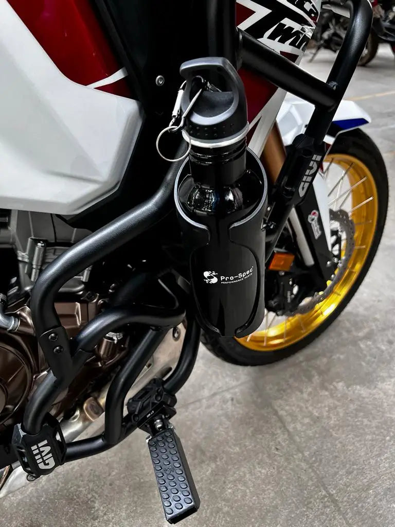 Easy Tag ET 470 BM bottle holder installed on Honda Africa Twin